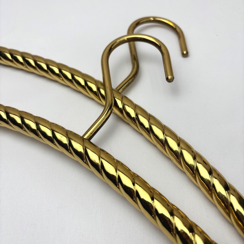 Vintage Hollywood Regency Gold Twisted Rope Metal Coat Hangers Set of 2